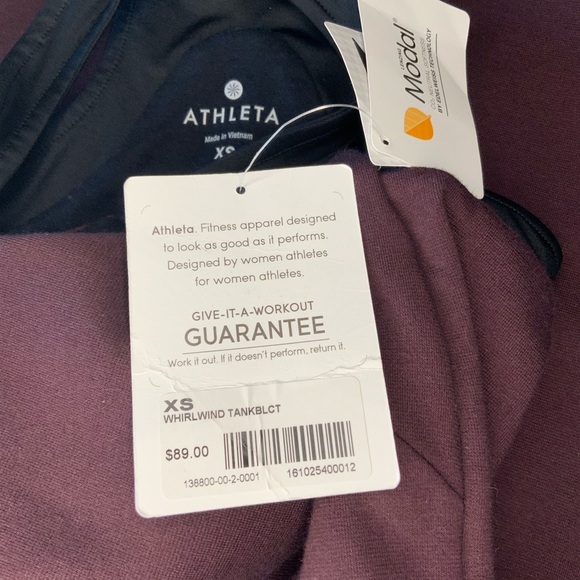 #41 NWT Athleta Whirlwind Eggplant Tank Dress W/ Built in Bra XS - Picture 4 of 4